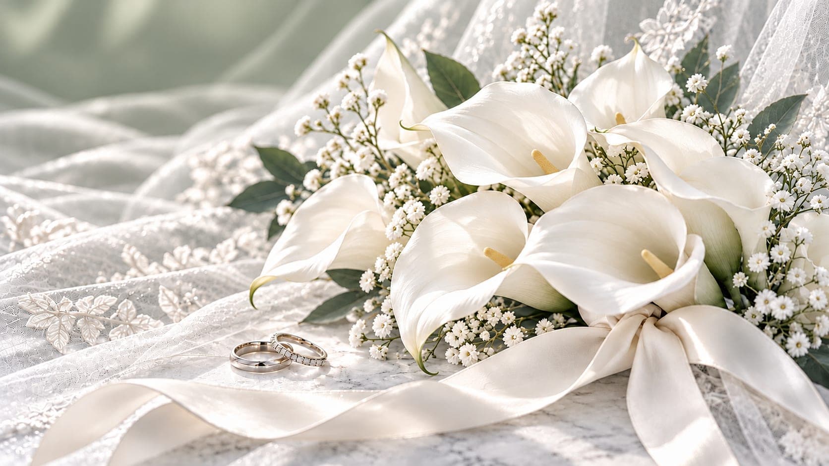 Bridal flowers and wedding rings at CCC Wellness